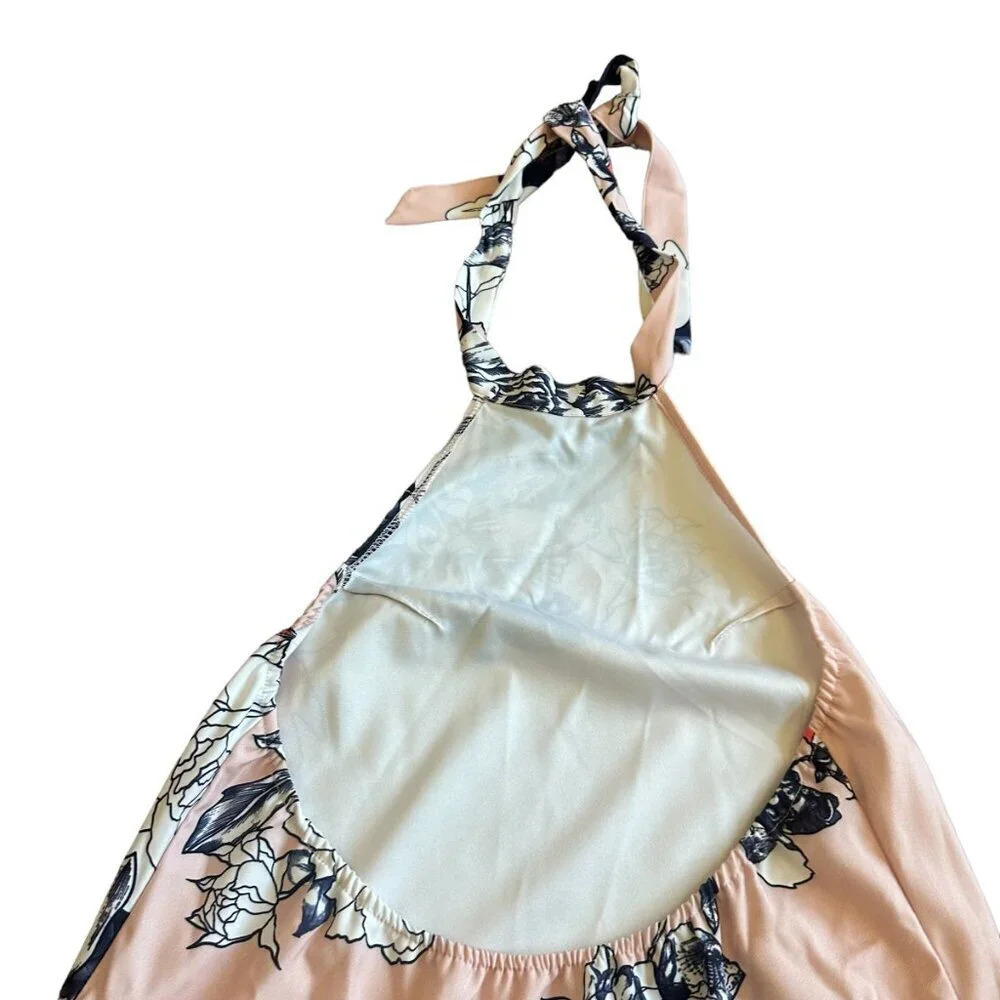 Morrisday The Label Floral Halter Dress Ruffle Low Back Size Medium Women's - Picture 9 of 13
